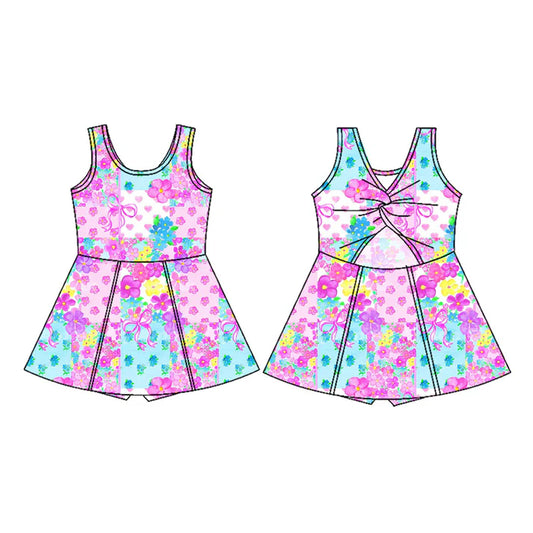 Preorder (moq 5)Baby Girls Hearts Flowers Checked Valentines Shorts Knee Length Dresses 12.2