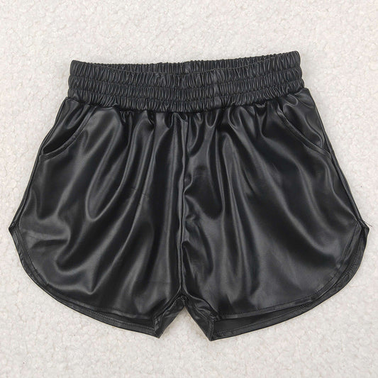 Baby Girls Shorts Black Pocket Leather Elastic Bottom Shorts SS0413 3.25