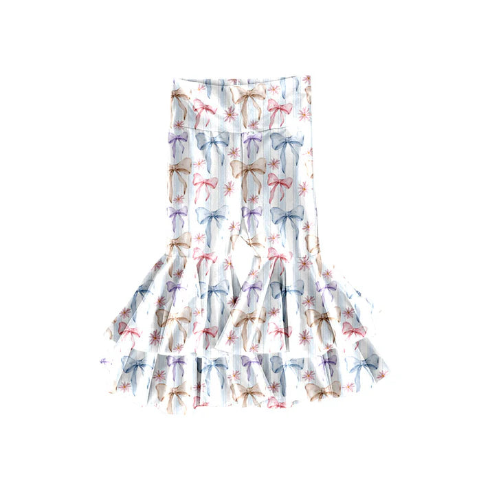 Preorder(moq 5) Baby Girls Colorful Bows Ruffle Bell Bottom Pants 11.14