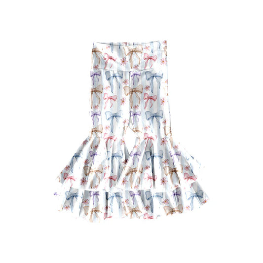 Preorder(moq 5) Baby Girls Colorful Bows Ruffle Bell Bottom Pants 11.14