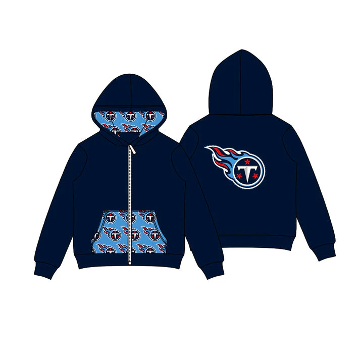 Preorder (moq 5)Baby Boys Navy T Stars Team Pocket Zipper Hoodies Tops 8.2