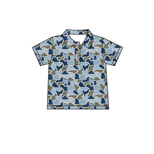 Preorder (moq 5)Baby Boys Southern Blue Camo CN Team Button Polo Shirts Top 1.8