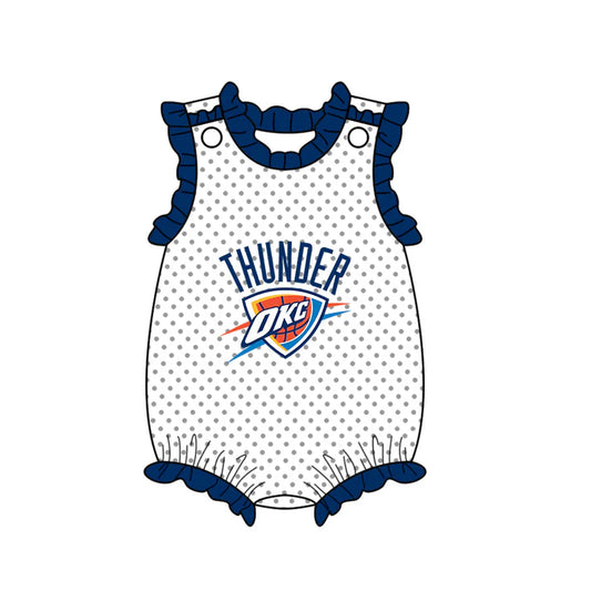 Preorder (moq 5)Baby Girls Polka Dots OKC Team Ruffle Rompers 12.13