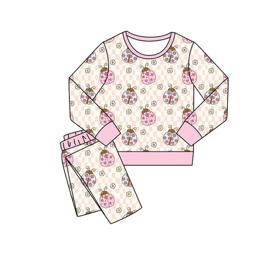 Preorder(moq 5) Baby Girls Hearts Floral Ladybirds Pants Valentines Pajamas Sets 11.8