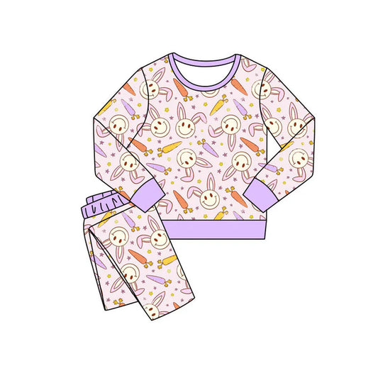 Preorder(moq 5) Baby Girls Carrots Rabbits Pants Easter Pajamas Sets 11.10
