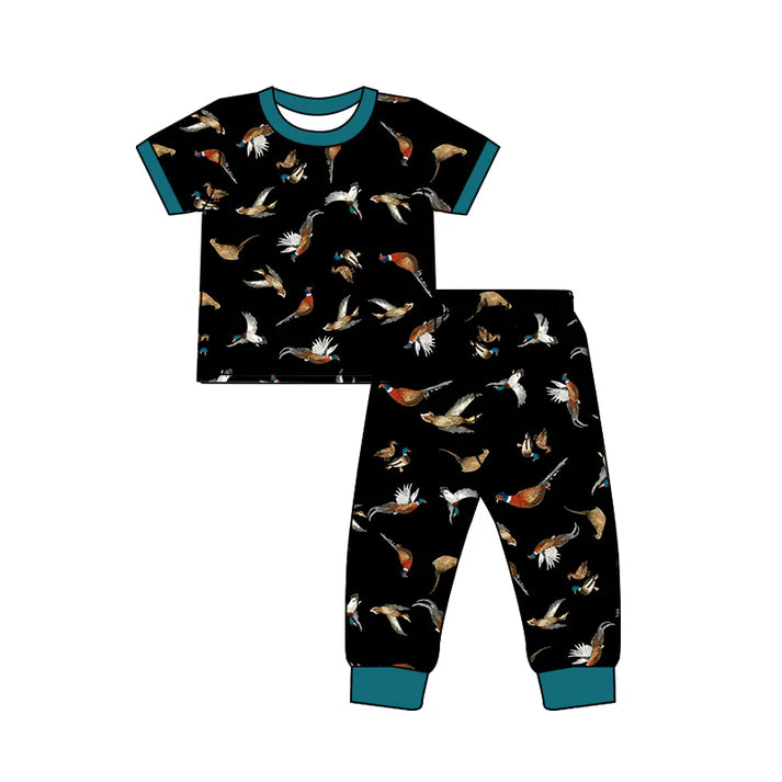 Preorder (moq 5)Baby Boys Colorful Birds Top Pants Western Pajamas Set 12.18