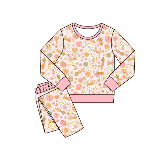 Preorder(moq 5) Baby Girls Carrots Rabbits Pants Easter Pajamas Sets 11.10