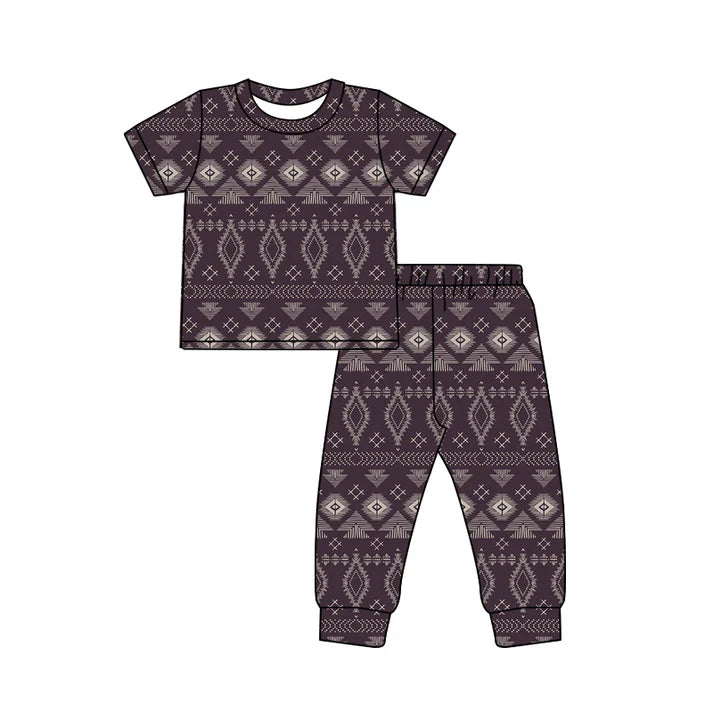 Preorder (moq 5)Baby Boys Aztec Top Pants Western Pajamas Set 12.18
