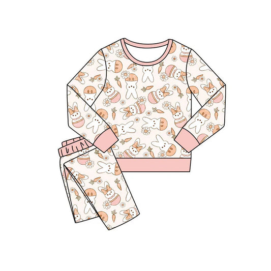 Preorder(moq 5) Baby Girls Carrots Rabbits Pants Easter Pajamas Sets 11.10