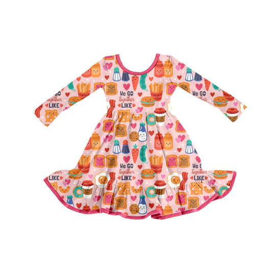 Preorder(moq 5) Baby Girls Hamburgers and vegetables Ruffle Knee Length Dresses 10.23