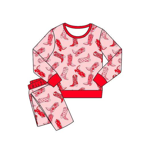 Preorder(moq 5) Baby Girls Stars Flowers Boots Pants Western Pajamas Sets 11.8