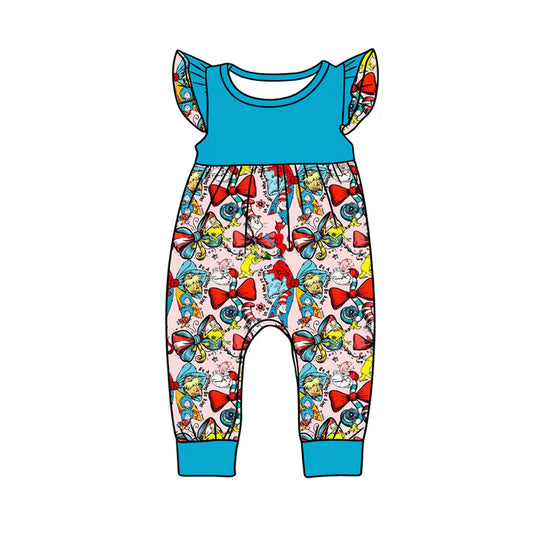 preorder(moq 5) Baby Girls Flutter Sleeve Cartoon Dr Reading Rompers 1.9