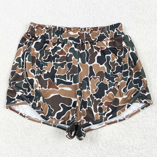 Adult Women Shorts Dark Brown Camo Yoga Summer Shorts SS0469 5.1