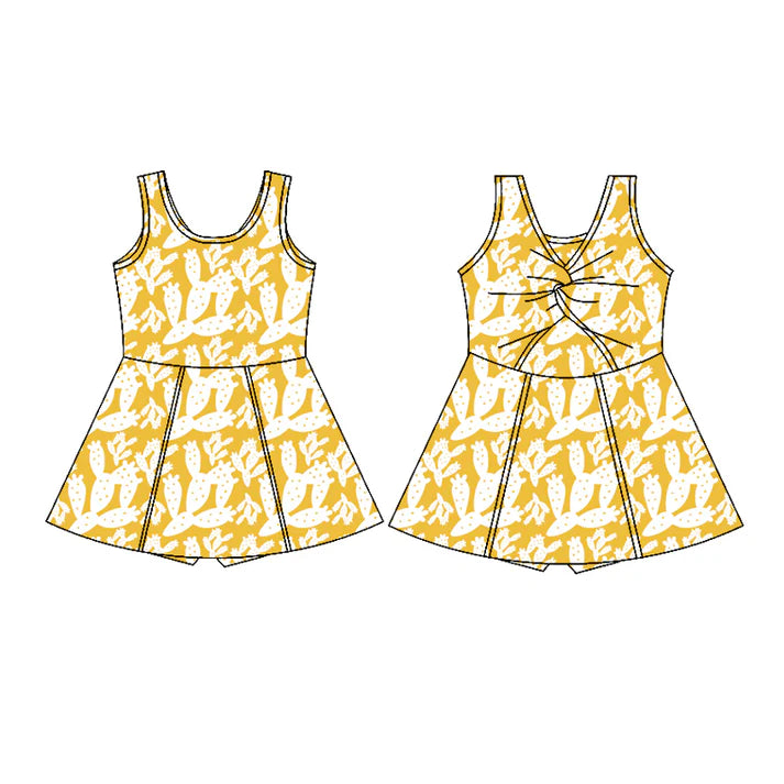 Preorder (moq 5)Baby Girls Sleeveless Polka Dots Cactus Shorts Knee Length Dresses 12.19