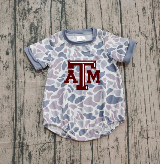 Preorder (moq 5)Baby Boys Grey Camo ATM Team Rompers 10.30