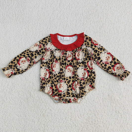 Baby Girls Rompers Christmas Leopard Santa Ruffle Rompers LR2237 6.7