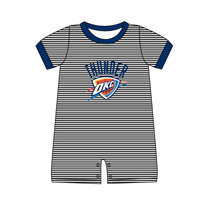 Preorder (moq 5)Baby Boys Black Stripe OKC Team Shorts Rompers 12.13