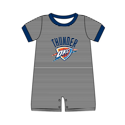 Preorder (moq 5)Baby Boys Black Stripe OKC Team Shorts Rompers 12.13