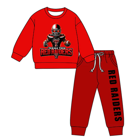 Preorder(moq 5) Baby Boys Texas Tech Red Top Pockets Jogger Pants Team Clothes Sets 11.11