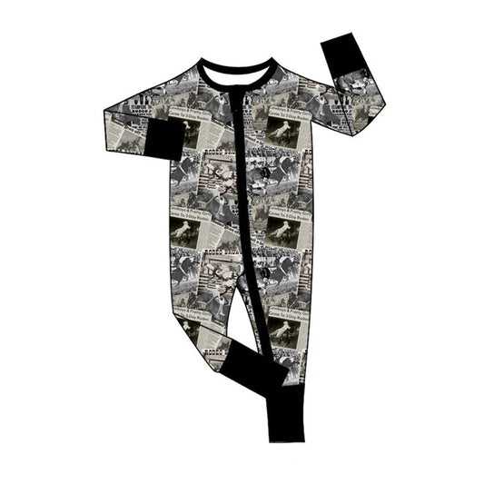 Preorder (moq 5)Baby Boys Horse Rodeos Western Two Way Zip Convertible Rompers 11.25