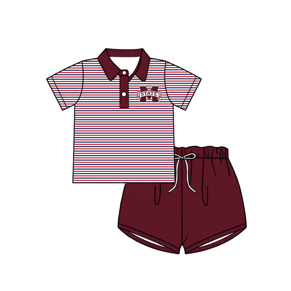 Preorder moq 5 Baby Boys Clothes Stripe Short Sleeves Top Shorts Set 5.7