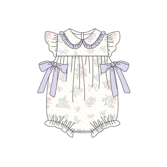 Preorder (moq 5)Baby Girls Flutter Sleeve Flowers Bows Ruffle Rompers 11.11