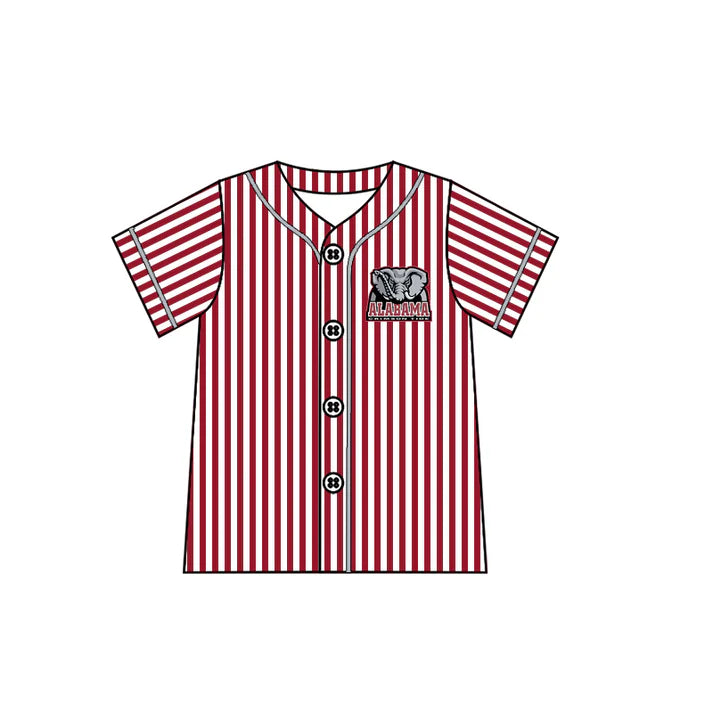 preorder(moq 5) Baby Boys Elephants Alabama Team Red Stripes Buttons Shirts 7.26