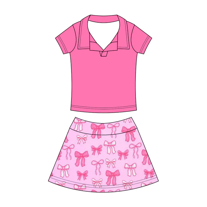 Preorder (moq 5)Baby Girls Button Pullovers Top Colorful Bows Skirt Shorts Clothes Set 12.19
