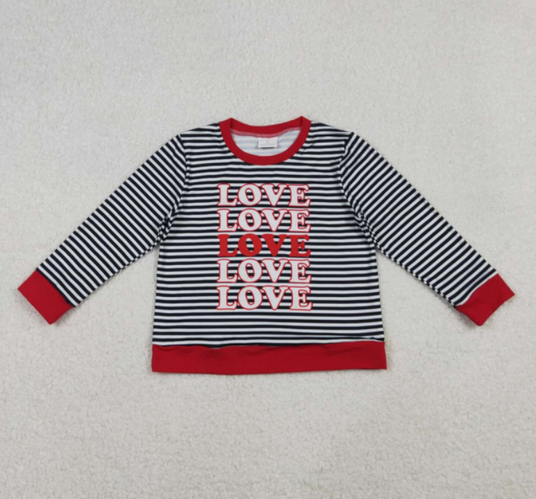 Baby Girls Clothes Long Sleeve Black Stripe Loves Valentine Tee Shirts Top GT1237 10.20