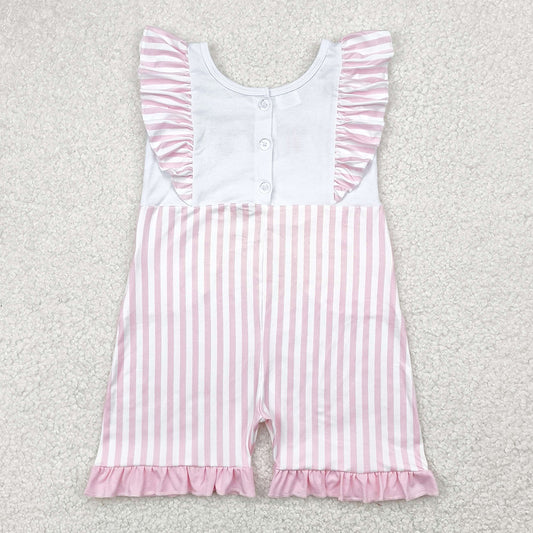 Embroidery Baby Girls Rompers Flutter Sleeves Pink Bows Pockets Jumpsuits SR3025 4.28
