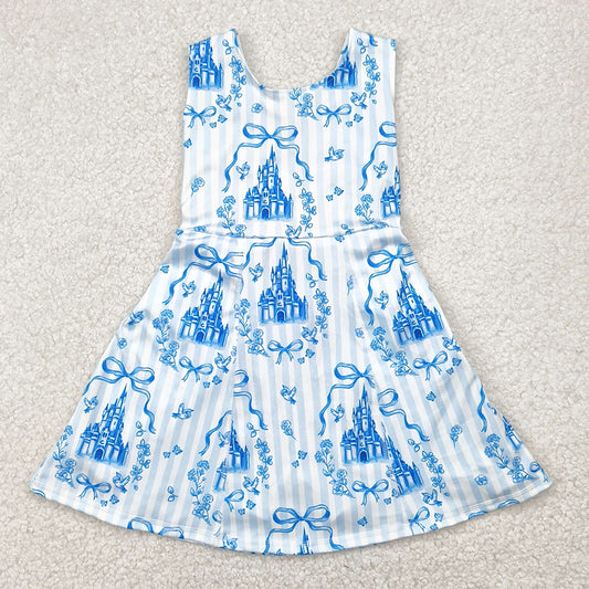 Baby Girls Dress Blue Castles Yoga Skort Knee Length Dresses GSD2200 4.29