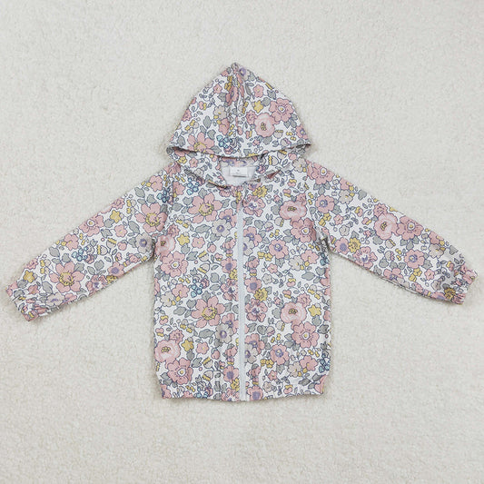 Baby Girls Clothes Tops Flowers Long Sleeve Hooded Zip Jacket Cardigan Tops GT0914