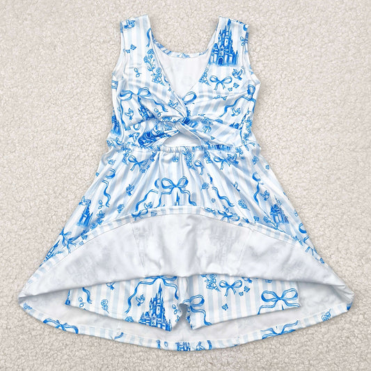 Baby Girls Dress Blue Castles Yoga Skort Knee Length Dresses GSD2200 4.29