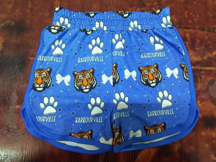 Preorder moq 5 Baby Boys Hot Blue Tigers Pawl Bows Team Shorts Bottoms 5.9