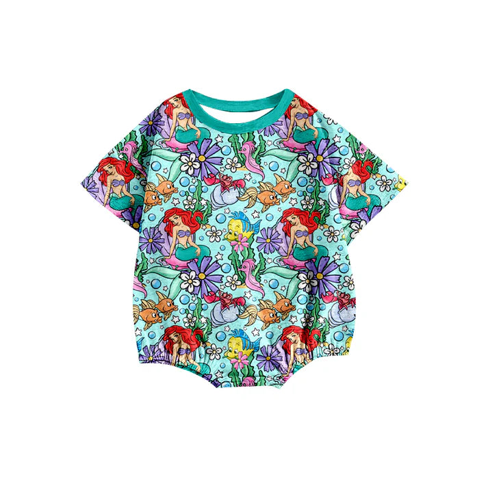 preorder(moq 5) Baby Girls Princess Mermaid Short Sleeve Rompers 12.26