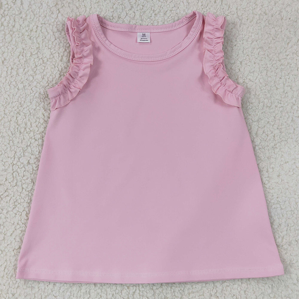 Baby Girls Clothes Sleeveless Light Pink Cotton Tunic Shirts Tops GT1701