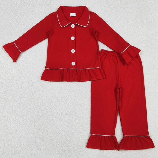 Hot Sale Baby Girls Pajamas Red Color Cotton Christmas Pajamas Pants Sibling Clothes Sets BLP1267 GLP2789 9.20