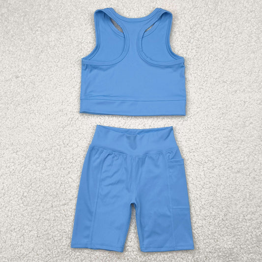 Baby Girls Clothes Blue Athletic Active Wear Top Shorts Sets GSSO1515 4.22