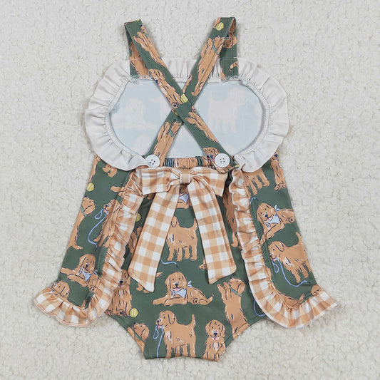 Baby Infant Girls Rompers Green Strap Dogs Ruffle Rompers SR2986 5.1