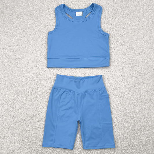 Baby Girls Clothes Blue Athletic Active Wear Top Shorts Sets GSSO1515 4.22