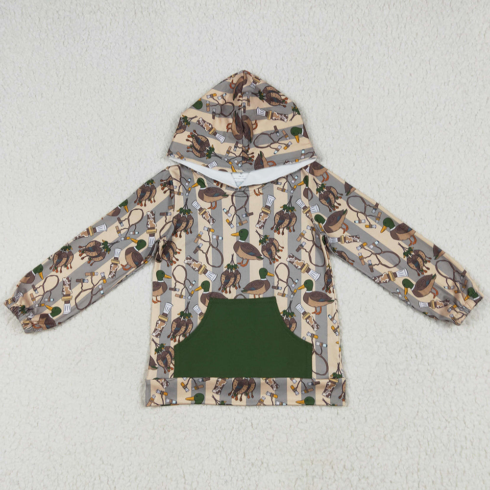 Baby Boys Clothes Long Sleeves Ducks Stripe Pocket Hoodies Tops BT1267 6.25