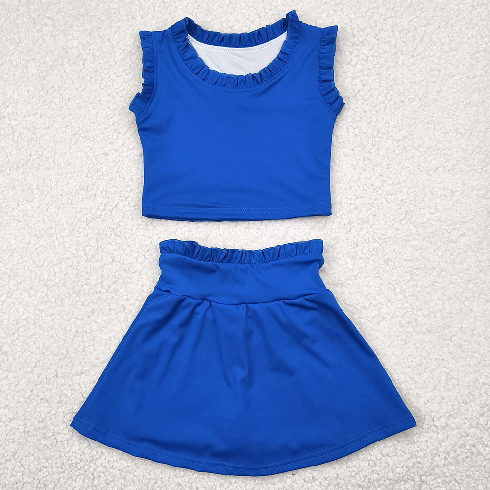 Baby Girls Clothes Hot Blue Sleeveless Top Skorts Yoga Sets GSD2391 4.29