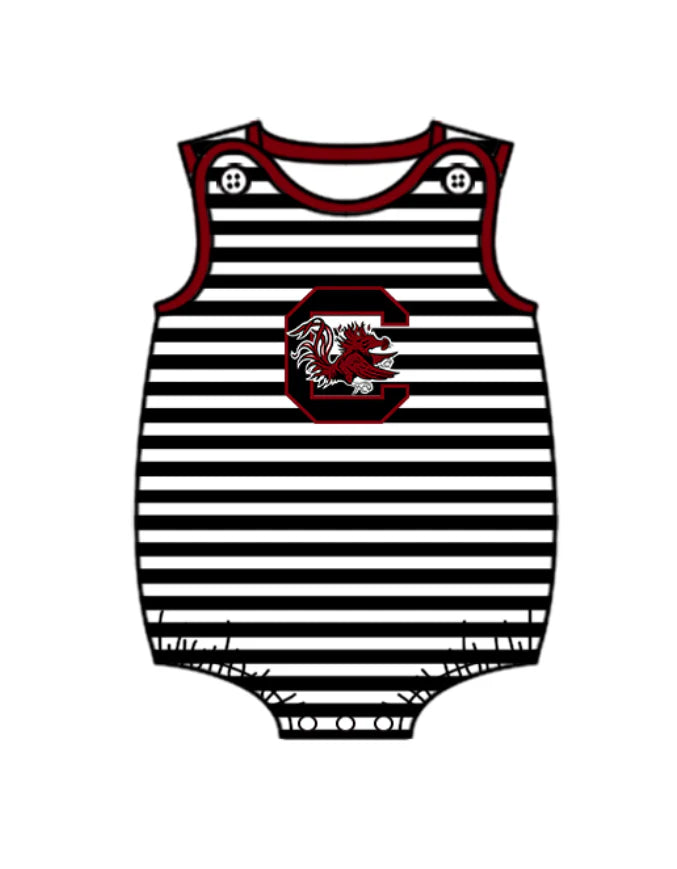 Preorder (moq 5)Baby Boys Black Stripe C Bulls Team Rompers 12.24