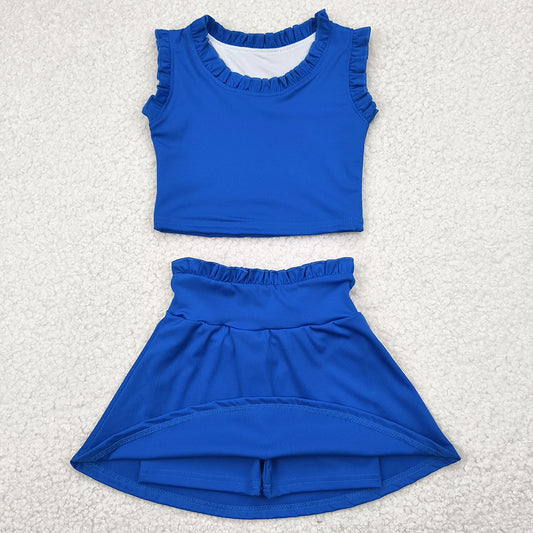 Baby Girls Clothes Hot Blue Sleeveless Top Skorts Yoga Sets GSD2391 4.29