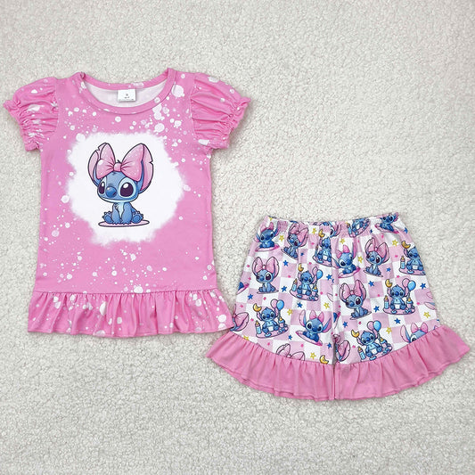 Baby Girls Clothes Pink Short Sleeve Top Summer Shorts Clothes Sets GSSO1071 4.22