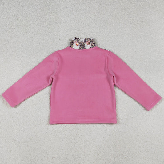 Baby Girls Clothes Tops Santa Claus Leopard Christmas Half Zipper Pullover Tops GT1151 9.20