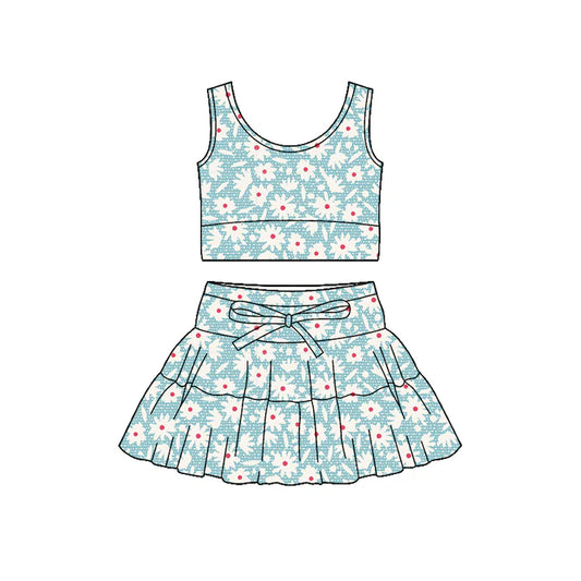 Preorder (moq 5)Baby Girls Daisy Flowers Vest Ruffle Skirt Shorts Clothes Sets 12.4