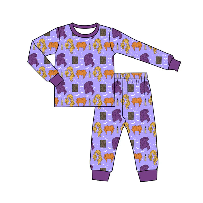 Preorder (moq 5)Baby Boys Long Sleeves Purple Hair Plaid Top Pant Pajamas Set 6.2