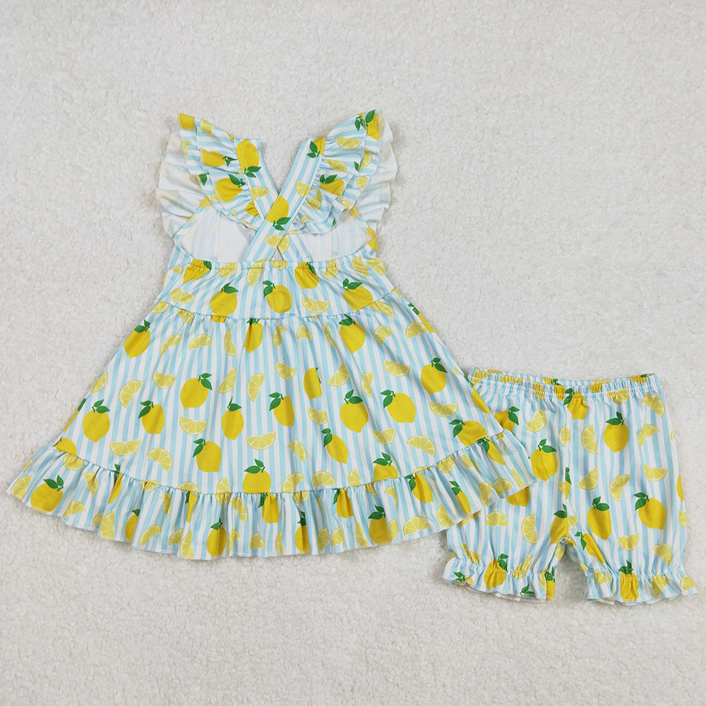 Baby Girls Clothes Mama's Main Squeeze Tunic Tops Lemon Shorts Sets GSSO2026 3.3