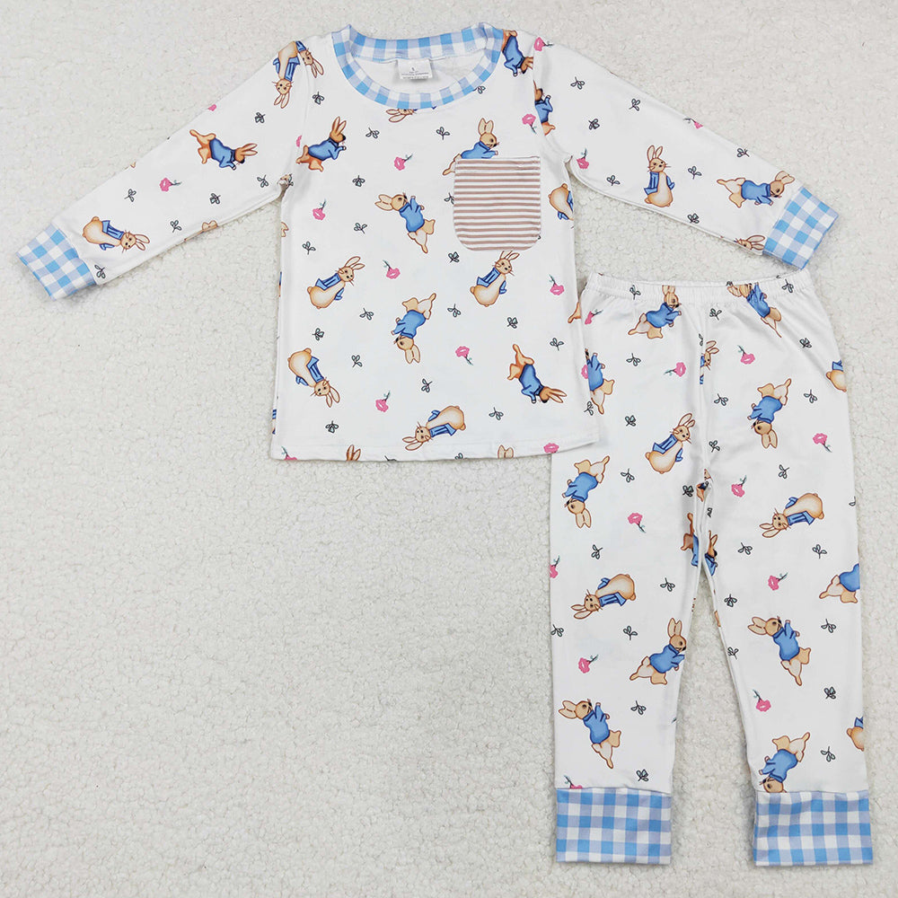 Baby Boys Pajamas Easter Bunny Pocket Top Pants Pajamas Clothing Sets BLP1046